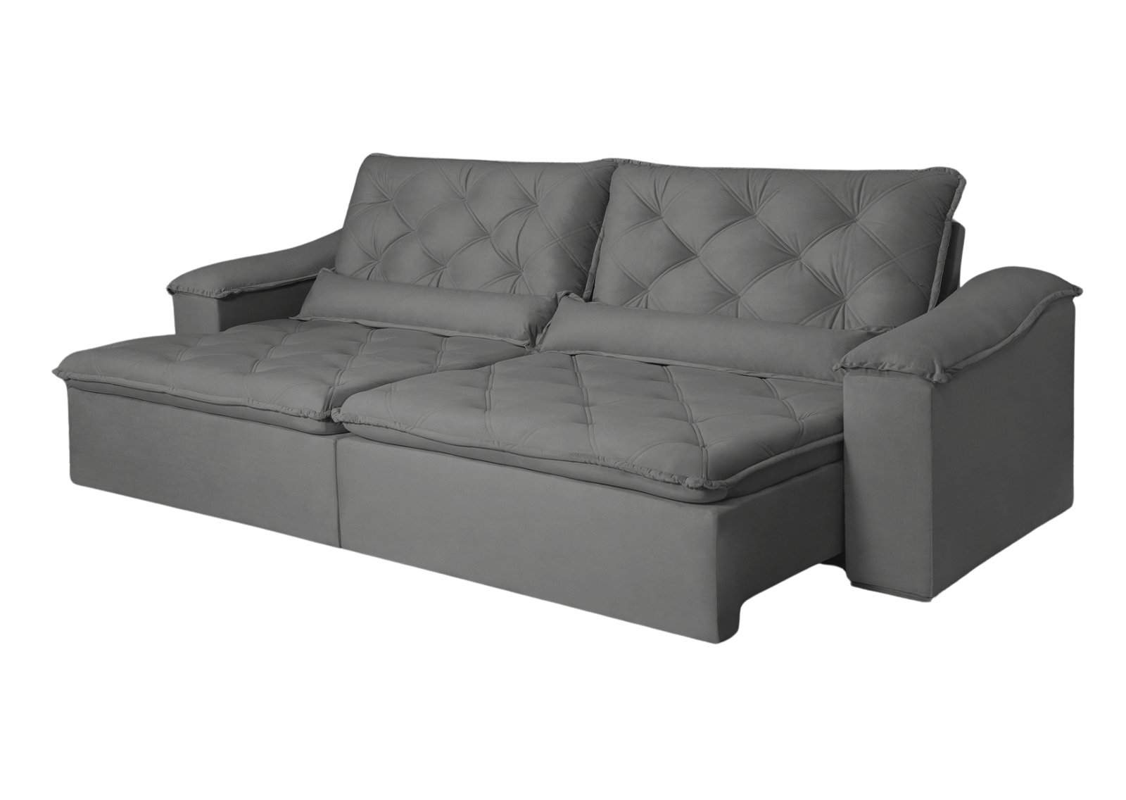 Sofá Retrátil e Reclinável 2.50  Holanda  Tecido Suede cinza