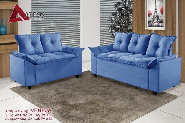Conj Estofado Veneza 2x3Lgs Suede - Móveis furniture
