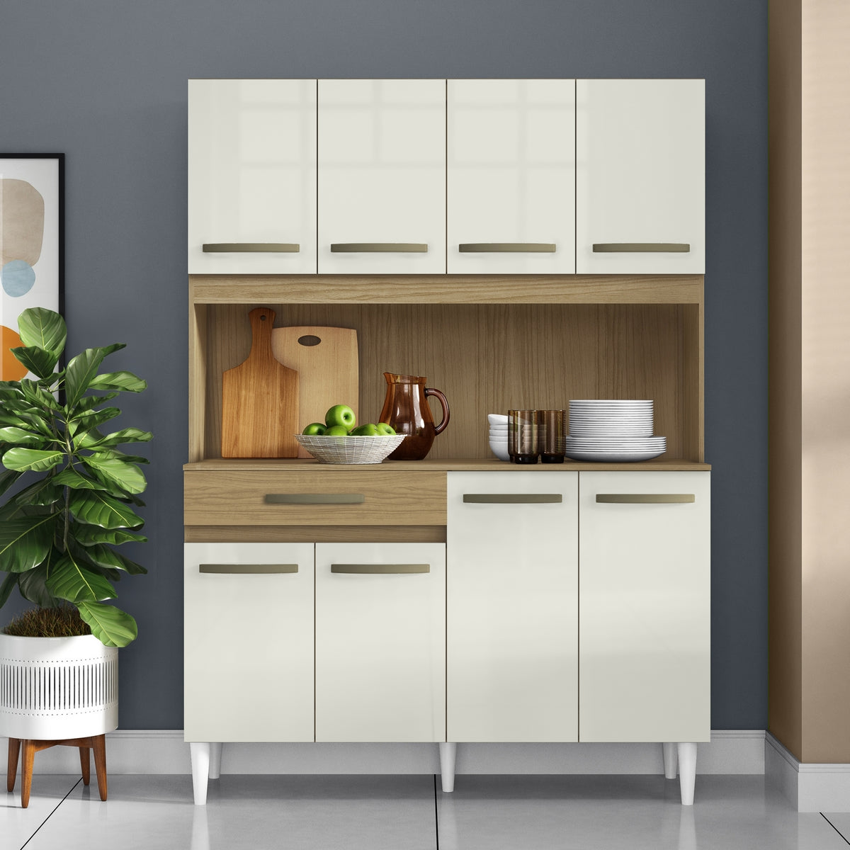 Kit Cozinha 8 Portas Cleo 1,21 M Atacama/Off White – ARAMÓVEIS