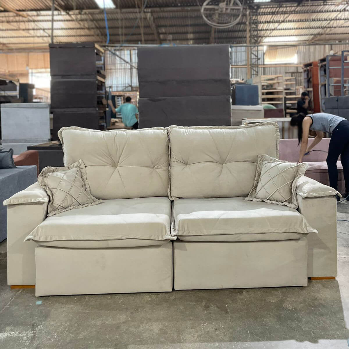 Sofá Atlanta 4 Lugares Retrátil e Reclinável 230cm Tecido Veludo União - Móveis furniture