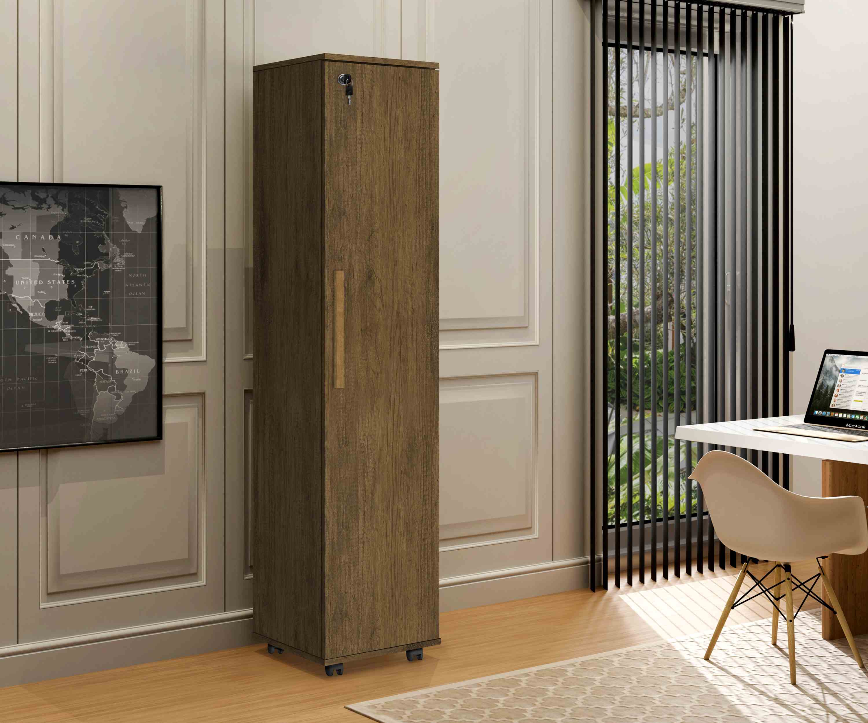 Multiuso Lune com Chaves e Rodizios Jequitib - Móveis furniture