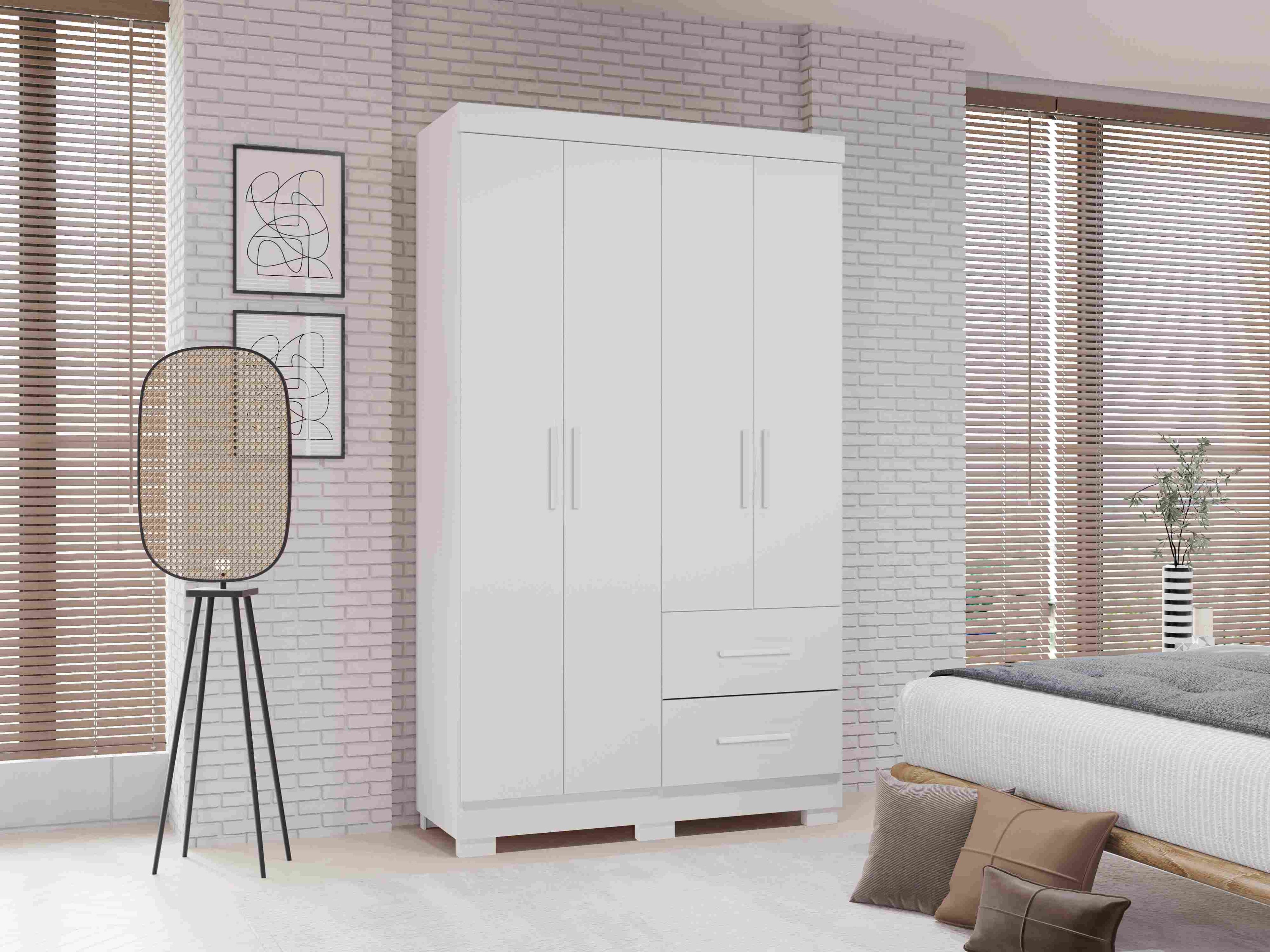 Roupeiro Estrela Premium 4P2G com Pes Branco