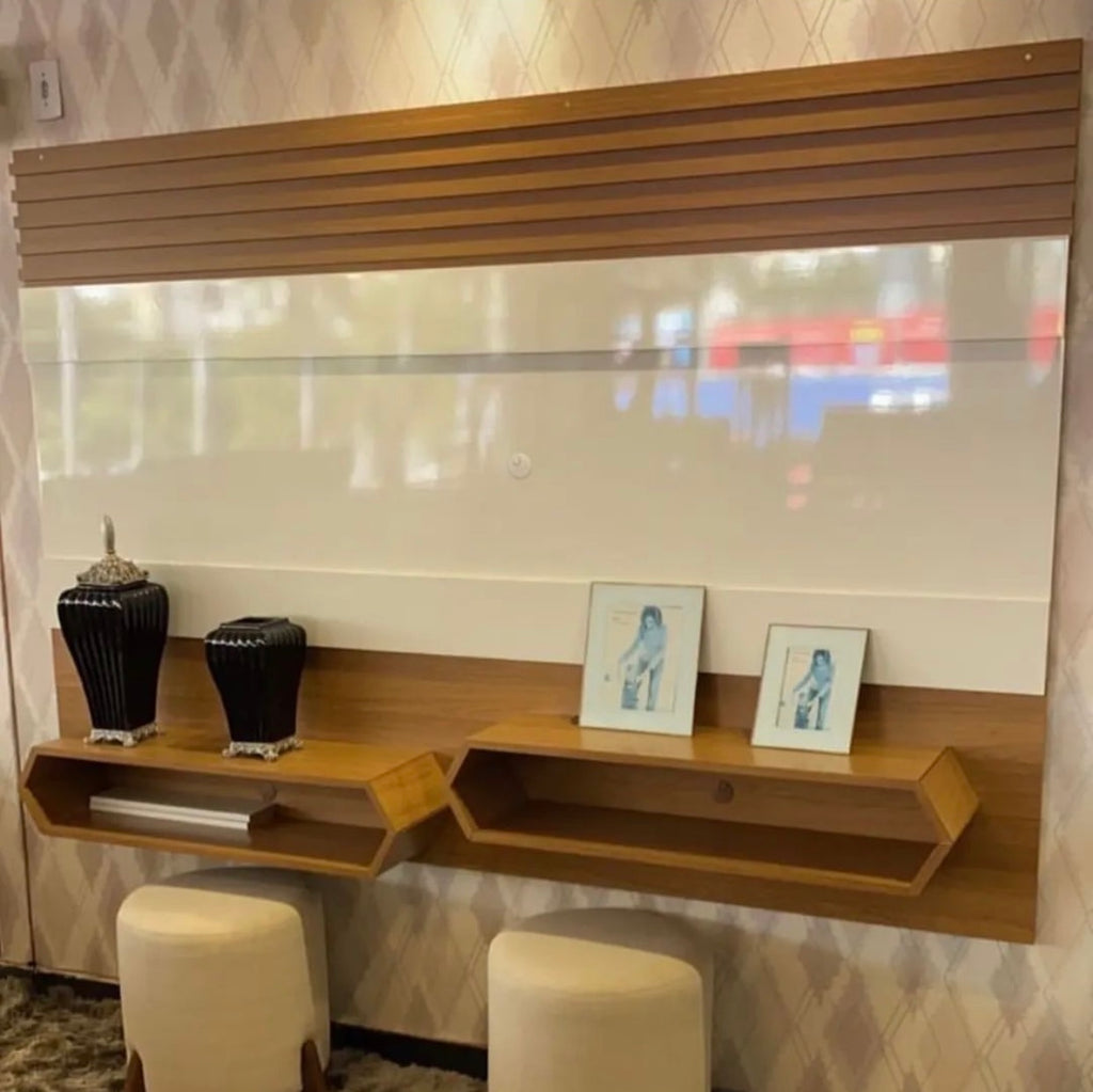 Painel até 65″ Mônica PA22 Off White/Freijó – DALLA COSTA