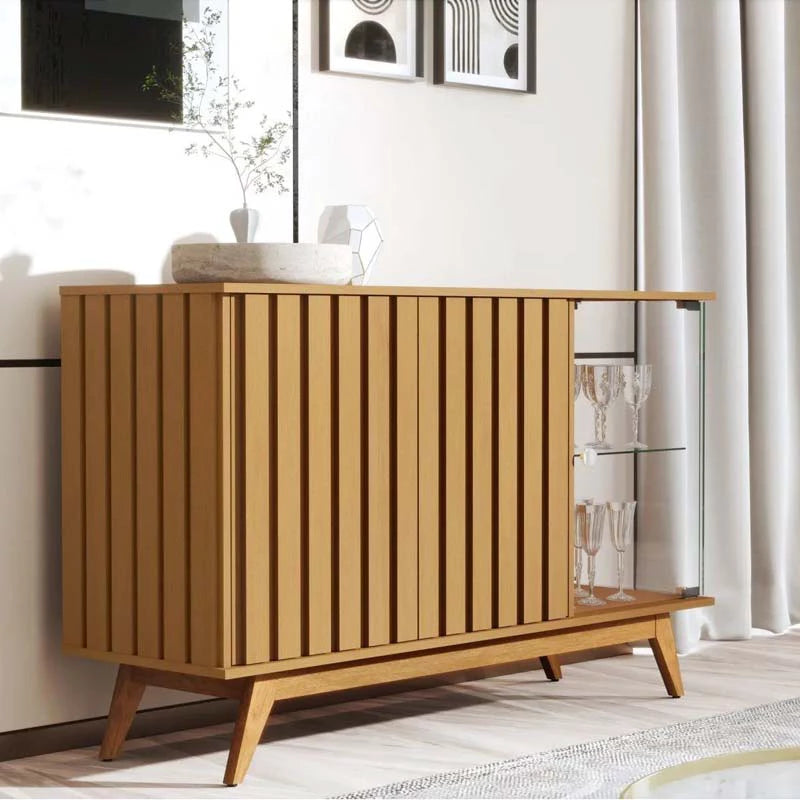 Buffet Açai Luxo Ripado com 3 Portas larg. 1.36m Nature JB Bechara - Móveis furniture