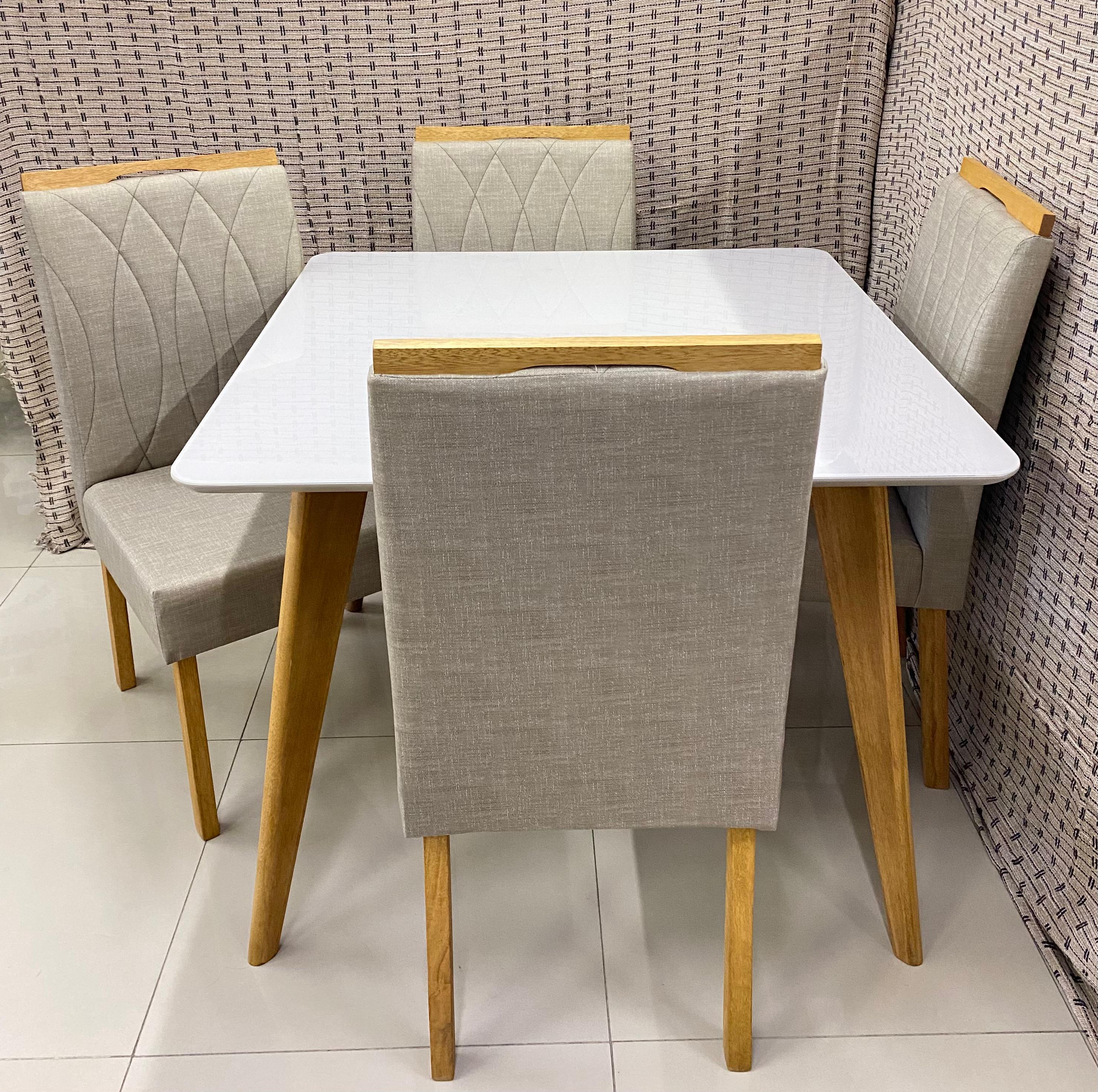 Mesa Jade.Slim 100x80 Tampo Malaga MDF.Vdr com Base Slim Imbuia Mel.Off White Carvalho Decor - Móveis furniture