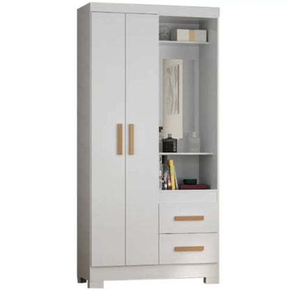 Guarda Roupa Capelinha Atualle Solteiro com Espelho 2 Portas 2 Gavetas BRANCO