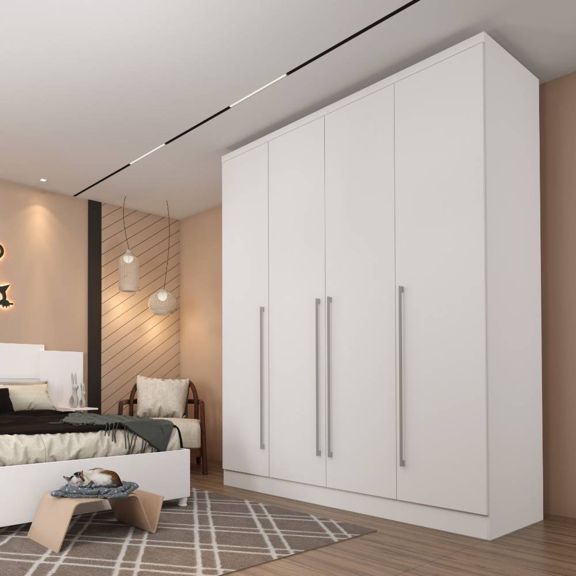 Guarda Roupa Sevilla 4 Portas c/ 4 Gavetas Tcil Móveis - Neve - Móveis furniture