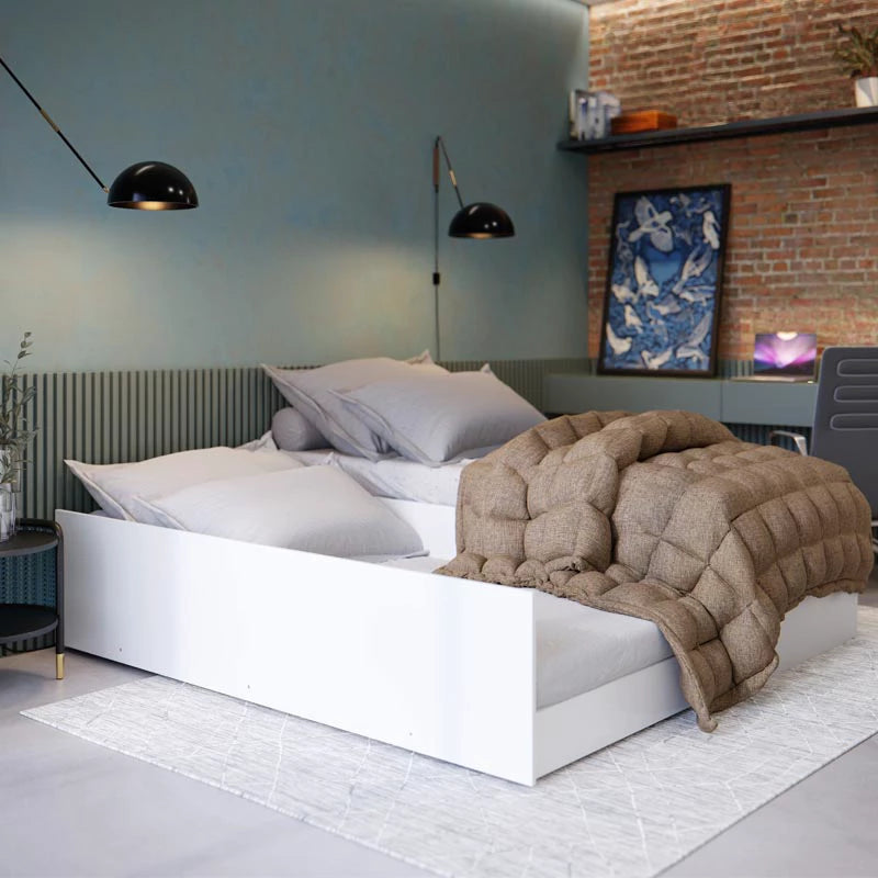 Bibox Matrix Cama 3 em 1 Solteiro-Solteiro c/Auxiliar e Casal Branco Tebarrot - Móveis furniture