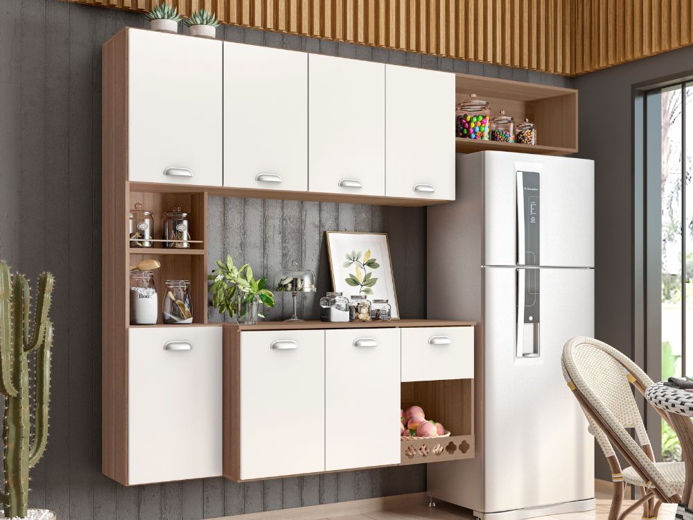 Cozinha Suspensa Mila – Carvalho/Off White - Móveis furniture