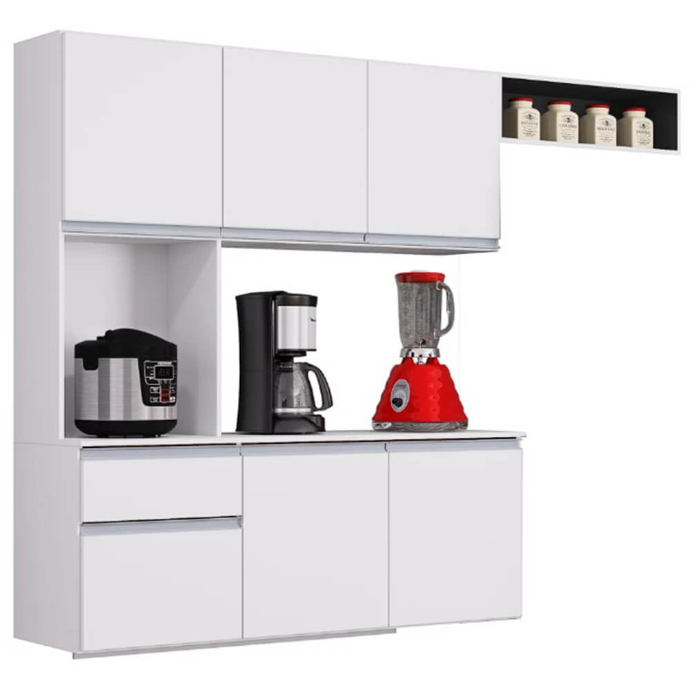 Cozinha Suspensa Mel 6 Portas 1 Gaveta Poquema Branco - Móveis furniture