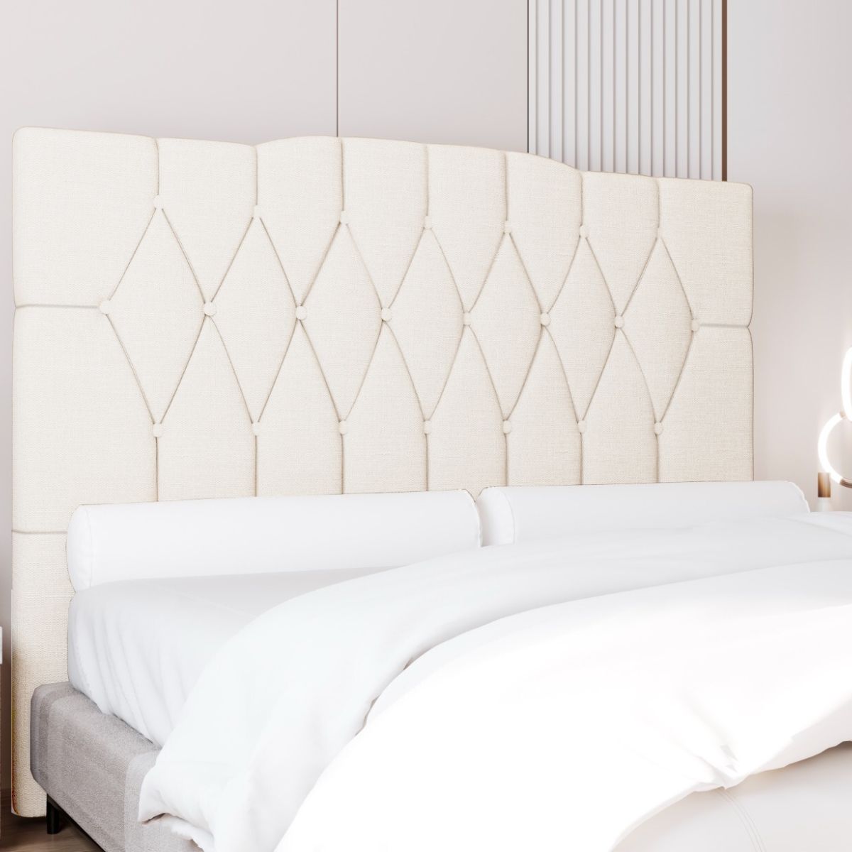 Cabeceira Casal Andreza Suede Branco – MC DESIGN - Móveis furniture