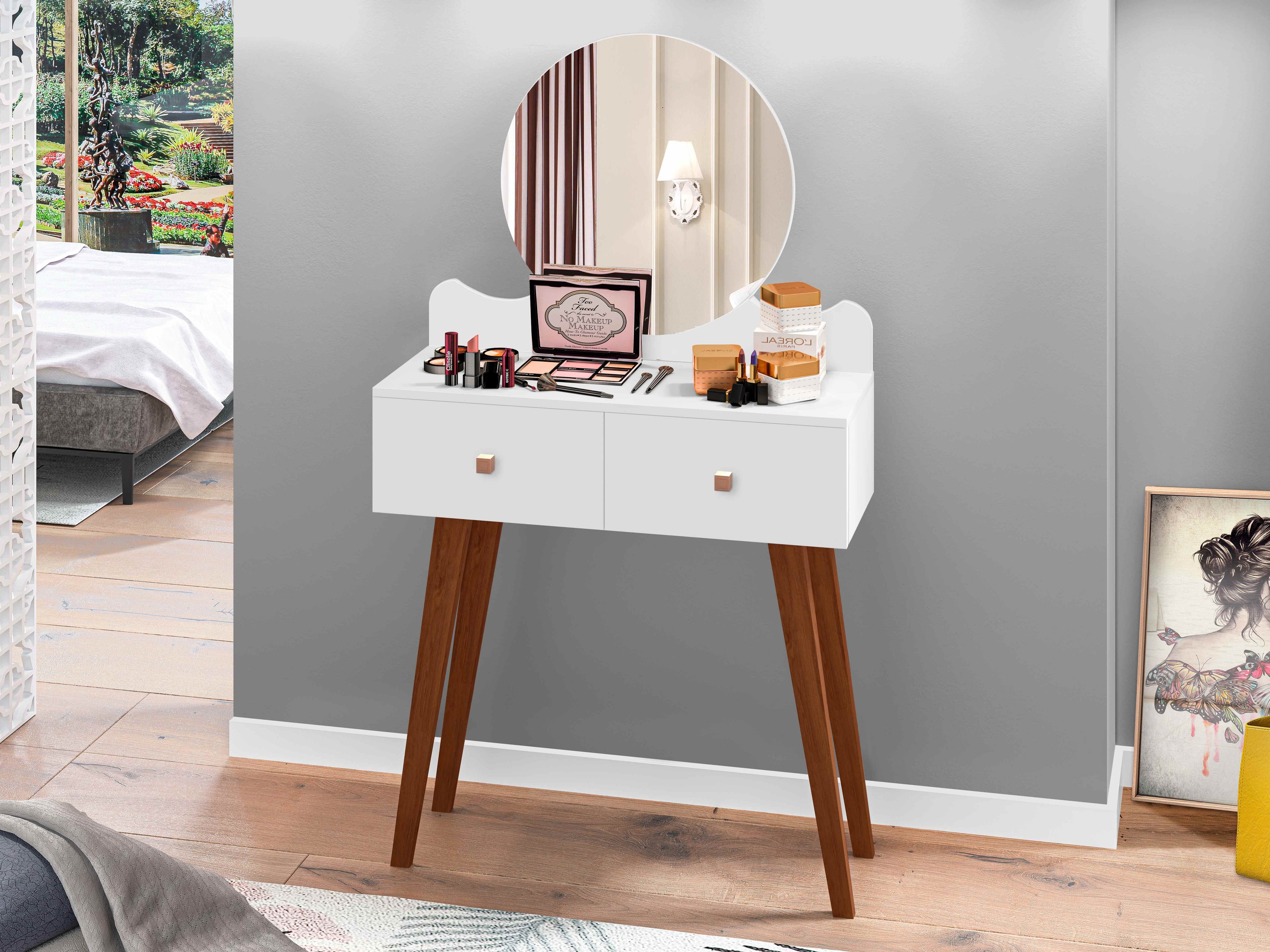 Penteadeira Condessa com Espelho Branco Maria - Móveis furniture