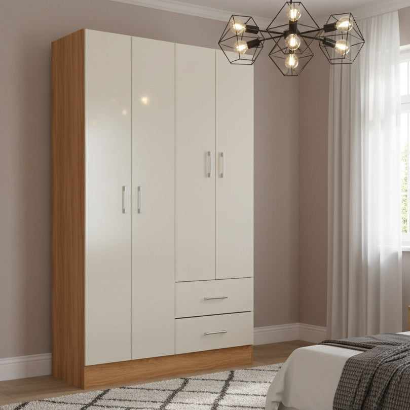 Guarda-Roupa 4 Portas Panamá 4002 0,90 m Cinamomo/Off White – FELLICCI