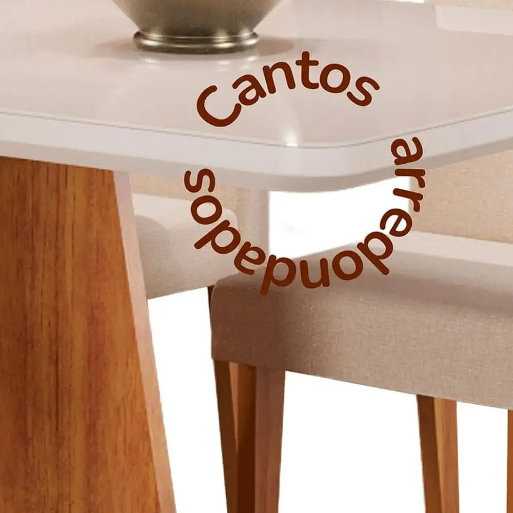 Mesa de Jantar Viena 120x90cm com 4 Cadeiras Turim Tecido Linho Viero