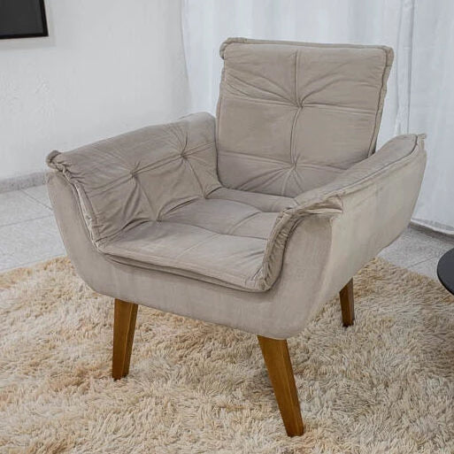 Poltrona Pérola Veludo Capuccina - Móveis furniture