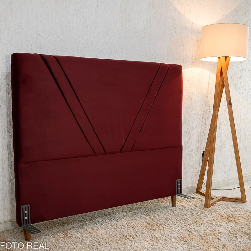 Cabeceira Casal Jade Veludo Bordô Larg. 1.40m