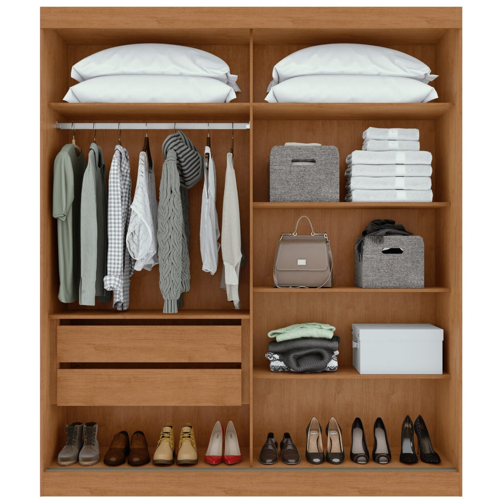 Guarda-Roupa 2 Portas Zeine 1,80 m Amêndoa Clean/Off White/Amêndoa Clean – LOPAS