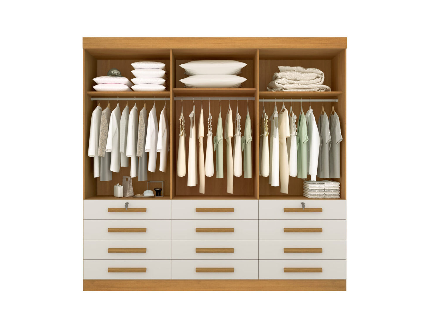 Guarda-Roupa Mônaco 6 portas e 12 gavetas – Cinamomo/Off White
