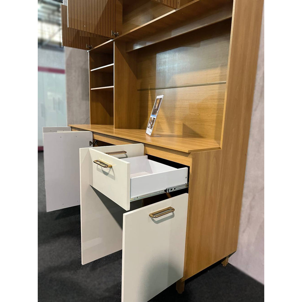 Kit Cozinha Núria Ripado 3D 9 Portas 1 Gaveta Larg. 1.80m Freijó/Off Poliman