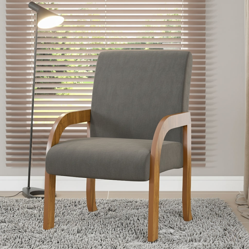 Poltrona Vand Mel/Veludo Cinza Grafite – VIERO MÓVEIS