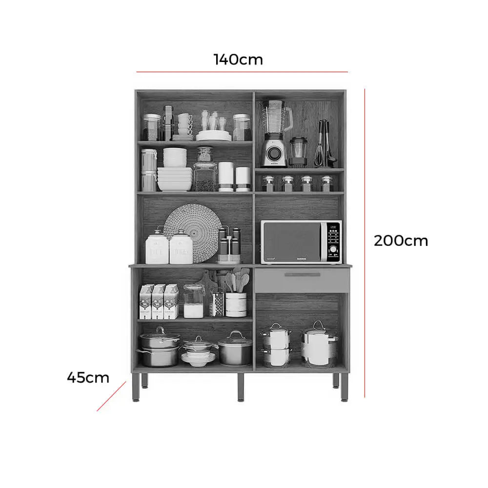 Armário de Cozinha New Siena 6 Portas 1 Gaveta