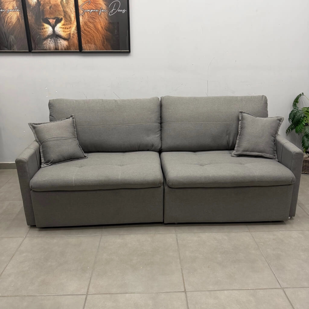 Sofá Cama Portinari 4 Lugares Retrátil e Reclinável 220cm Tecido Linho Innove GRAFITE