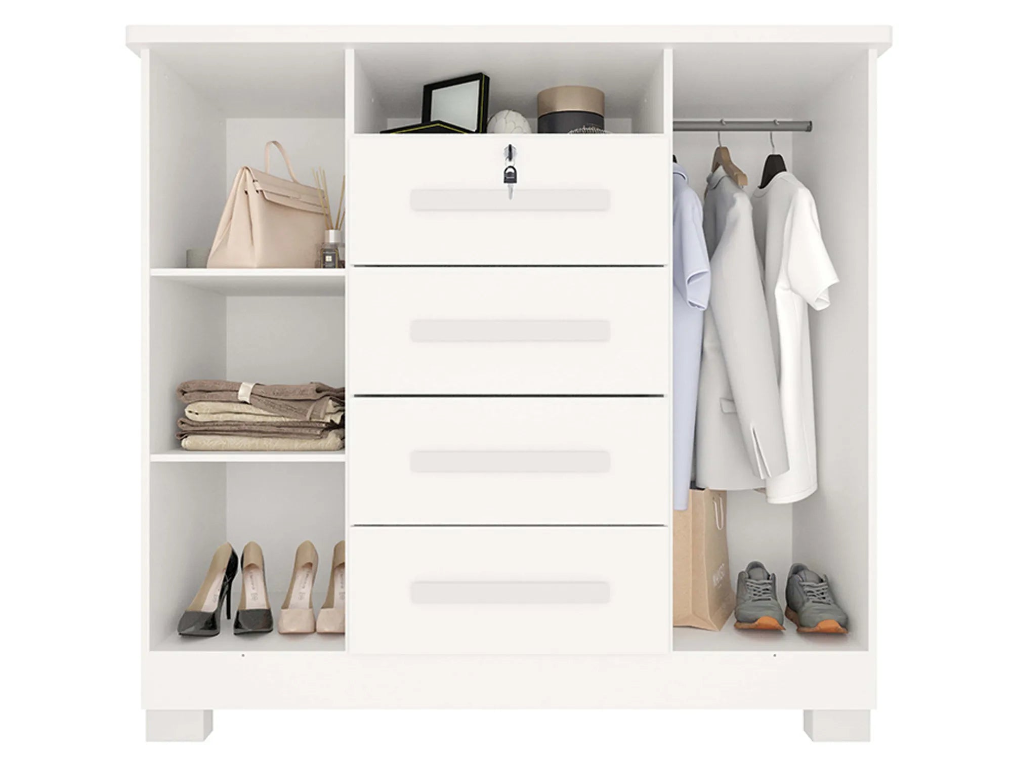 Cômoda Versales 4 Gavetas e 2 Portas Imop Branco - Móveis furniture