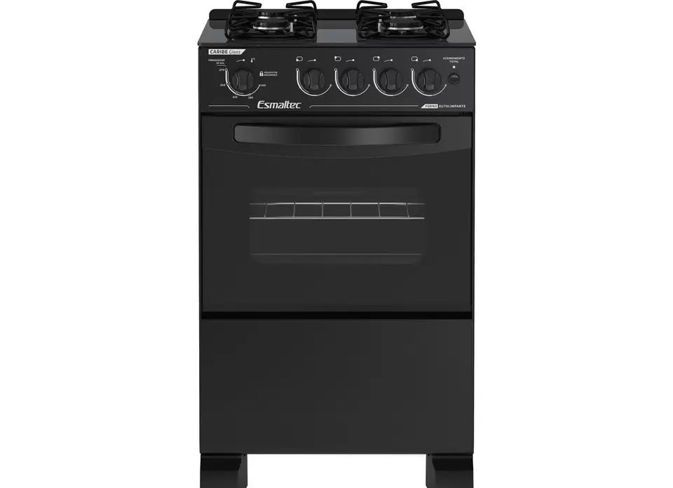 Fogão 4 Bocas Mesa de Vidro
Esmaltec Preto - Acendimento Automático Caribe Glass