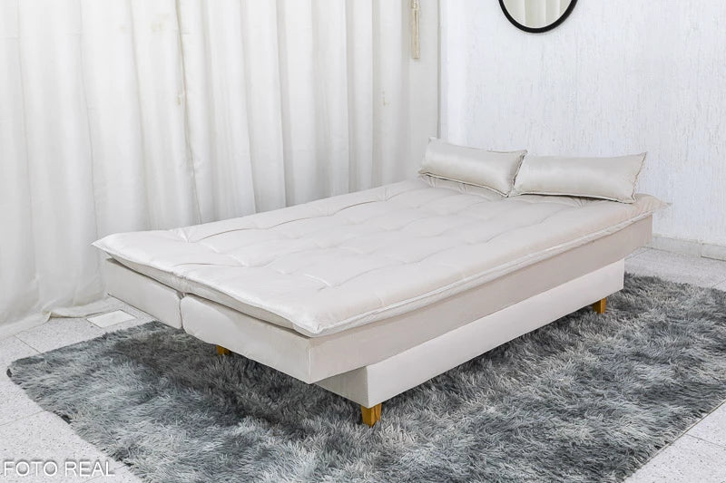 Sofá Cama Premium Veludo Bege 2269 Larg. 1.80m