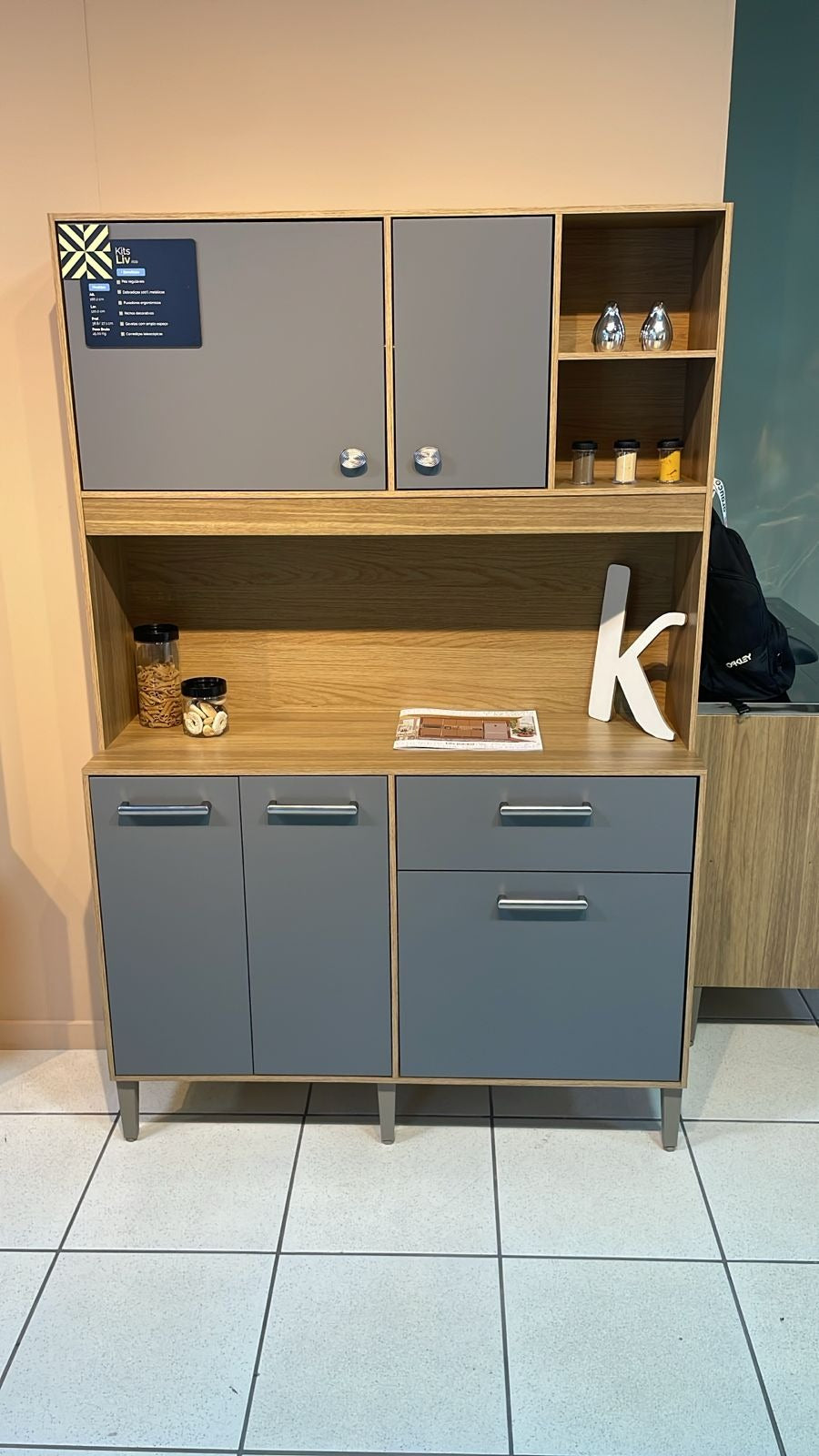 Kit Cozinha Liv 1,20 m Freijó/Gris – KIT’S PARANÁ