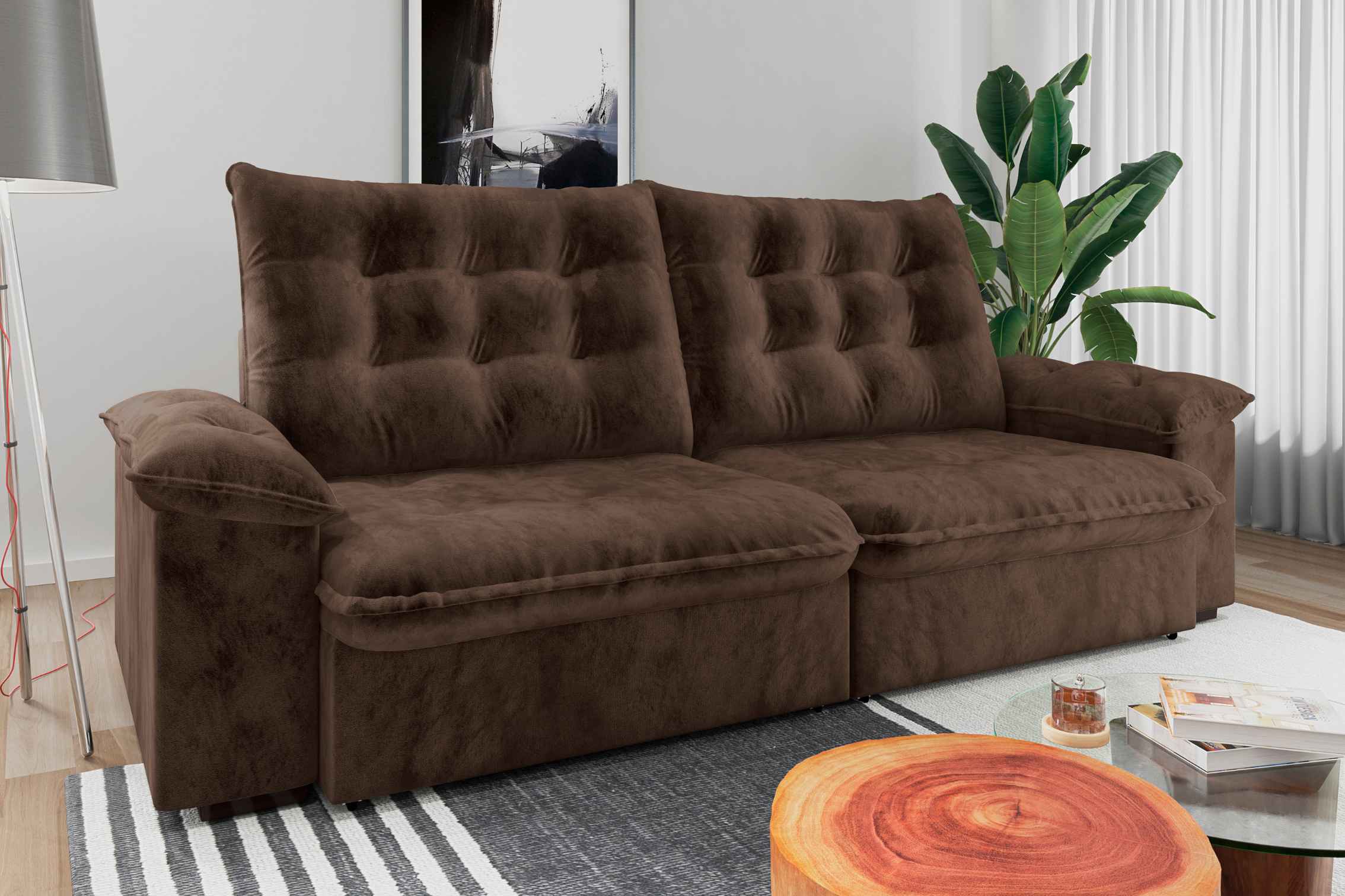 SOFA RETR APOLO 200CM VEL MARROM/ – FLASH ESTOFADOS