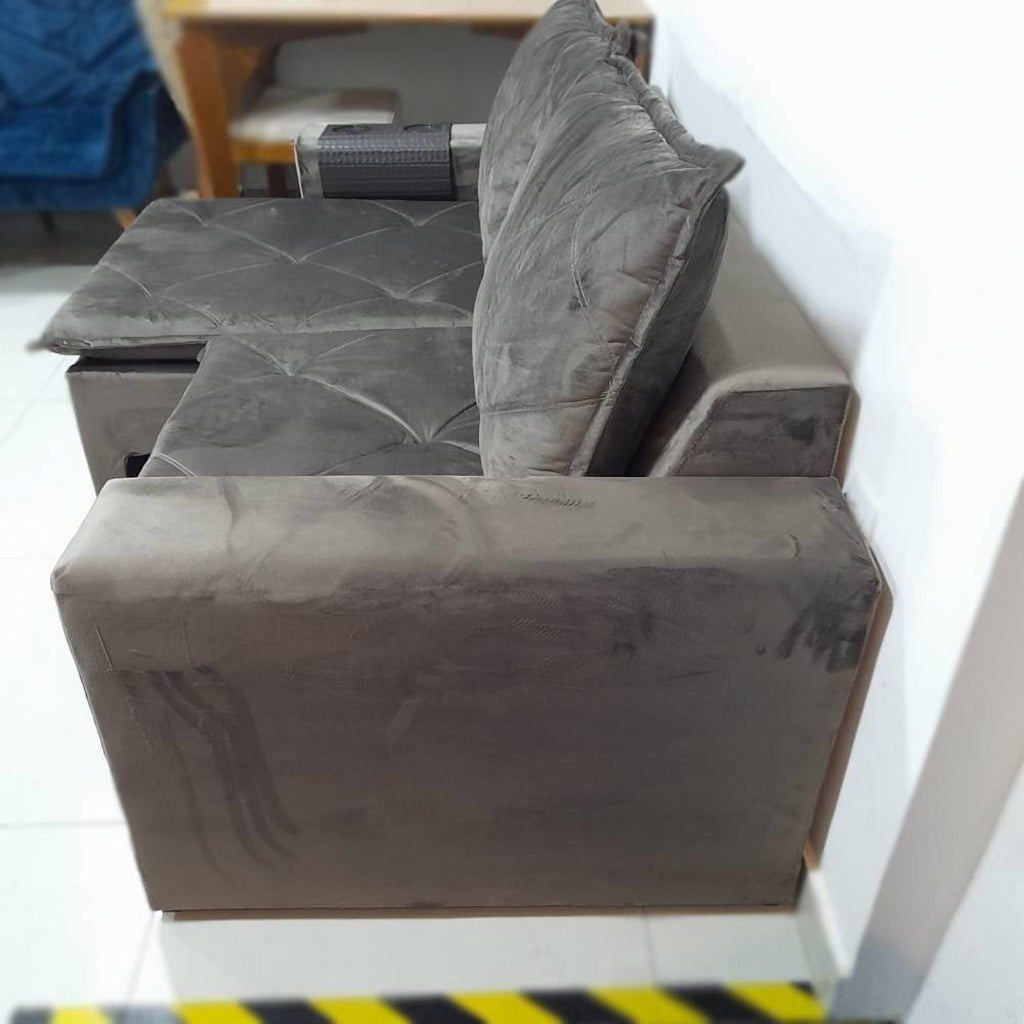 Sofá Retrátil Dubai 184 cm - Liso Marrom - Móveis furniture