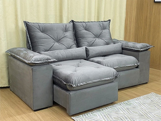 Sofá Retrátil Reclinável 2,30 m Cinza501 Zuqui Plus - Móveis furniture