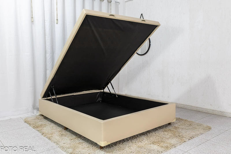 Box Baú Casal Tiza 138x188x42 Korino Bege Blindado Nature