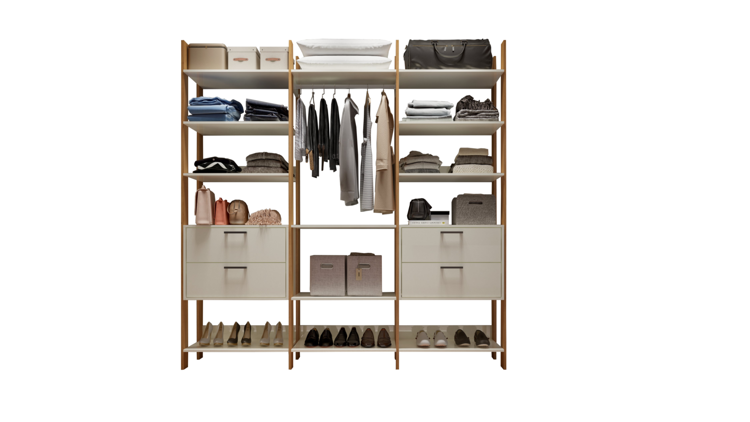 Closet 3 Torres TW404 2,175 m Off White/Freijó – - Móveis furniture