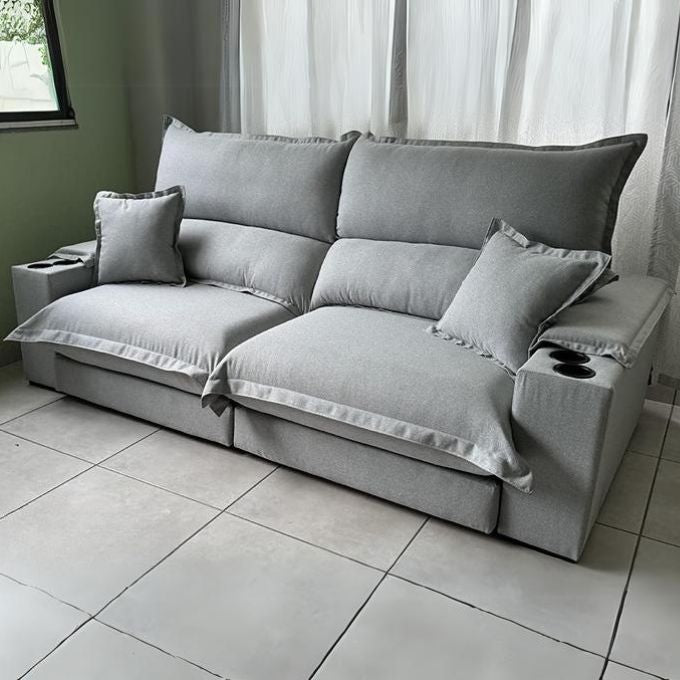 Sofá Retrátil e Reclinável Apogeu 2,90 m Linho Bege – STARBELLA - Móveis furniture