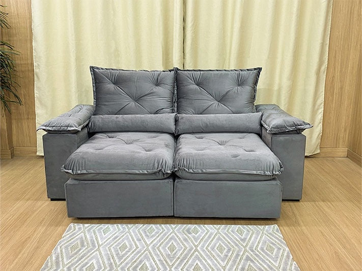 Sofá Retrátil Reclinável 2,30 m Cinza501 Zuqui Plus - Móveis furniture