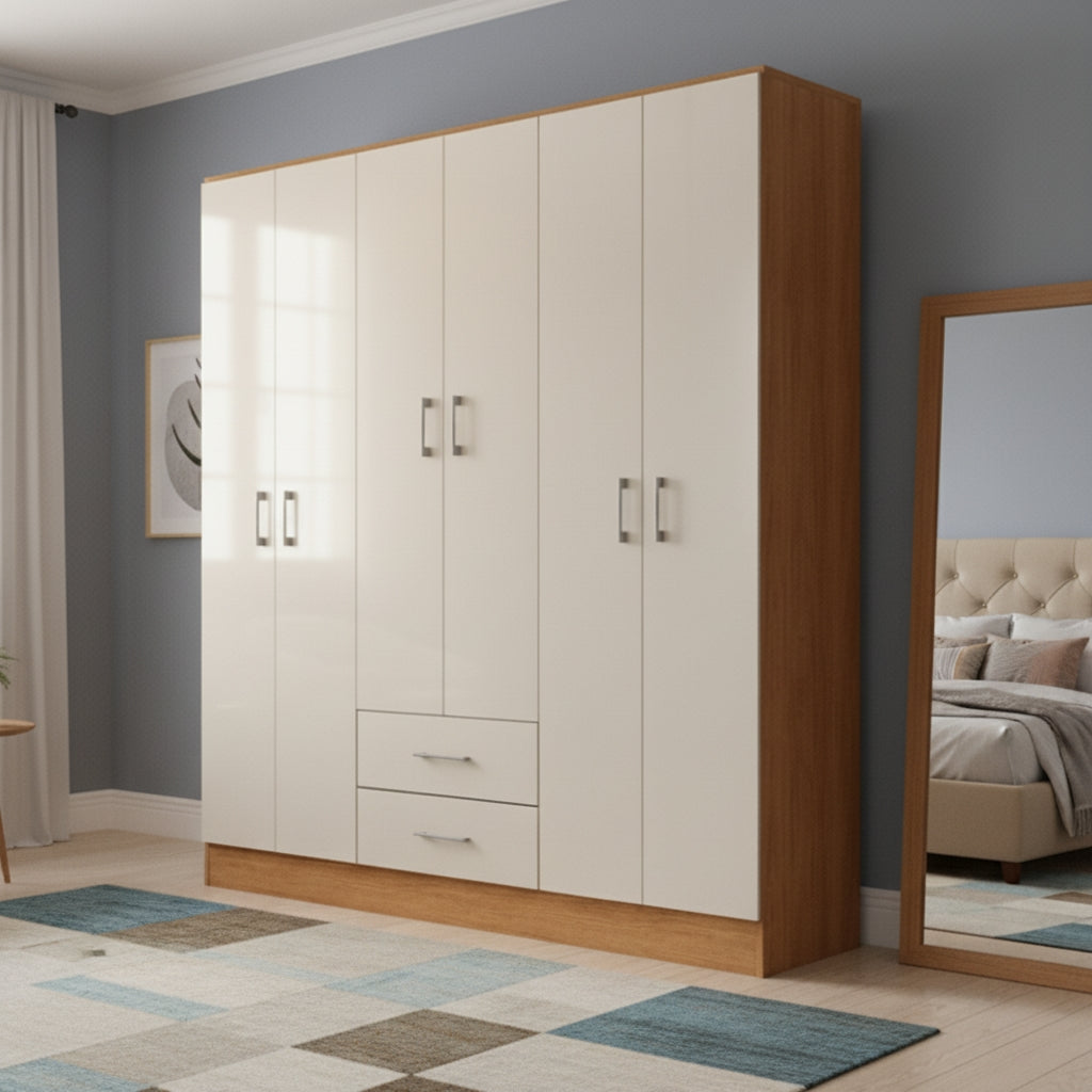 Guarda-Roupa 6 Portas Jamaica cinamomo off white