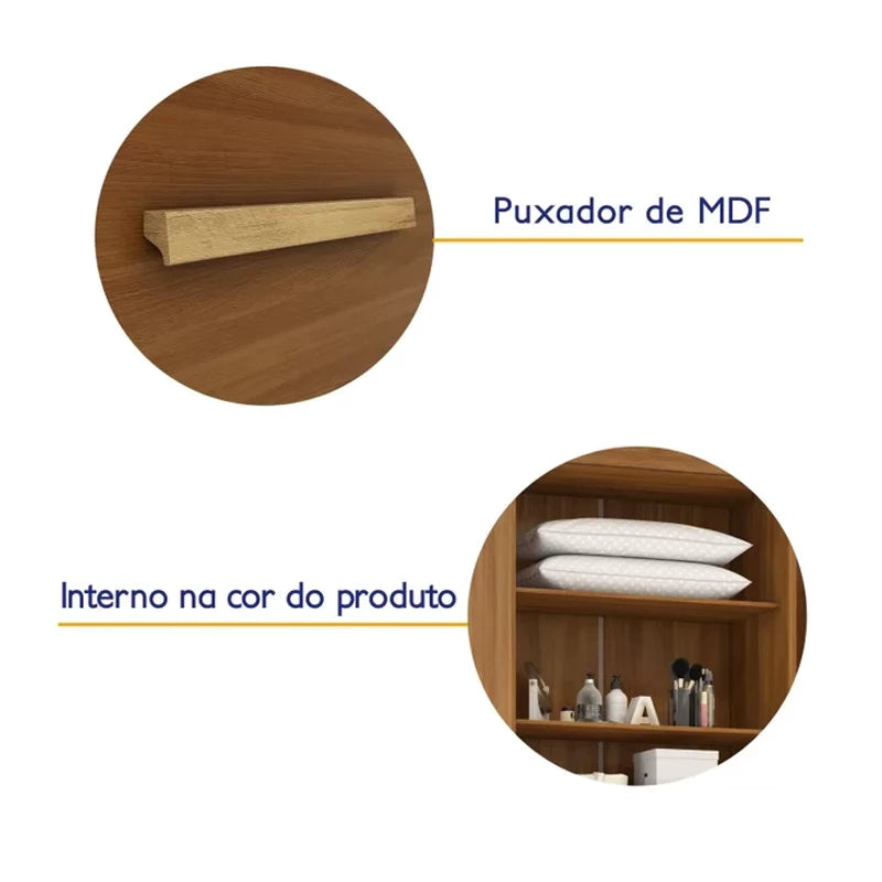 Roupeiro Solteiro Smart Plus 2 Portas 1 Gaveta Larg. 0.85m (GR2123) Cinamomo Rodial Móveis - Móveis furniture