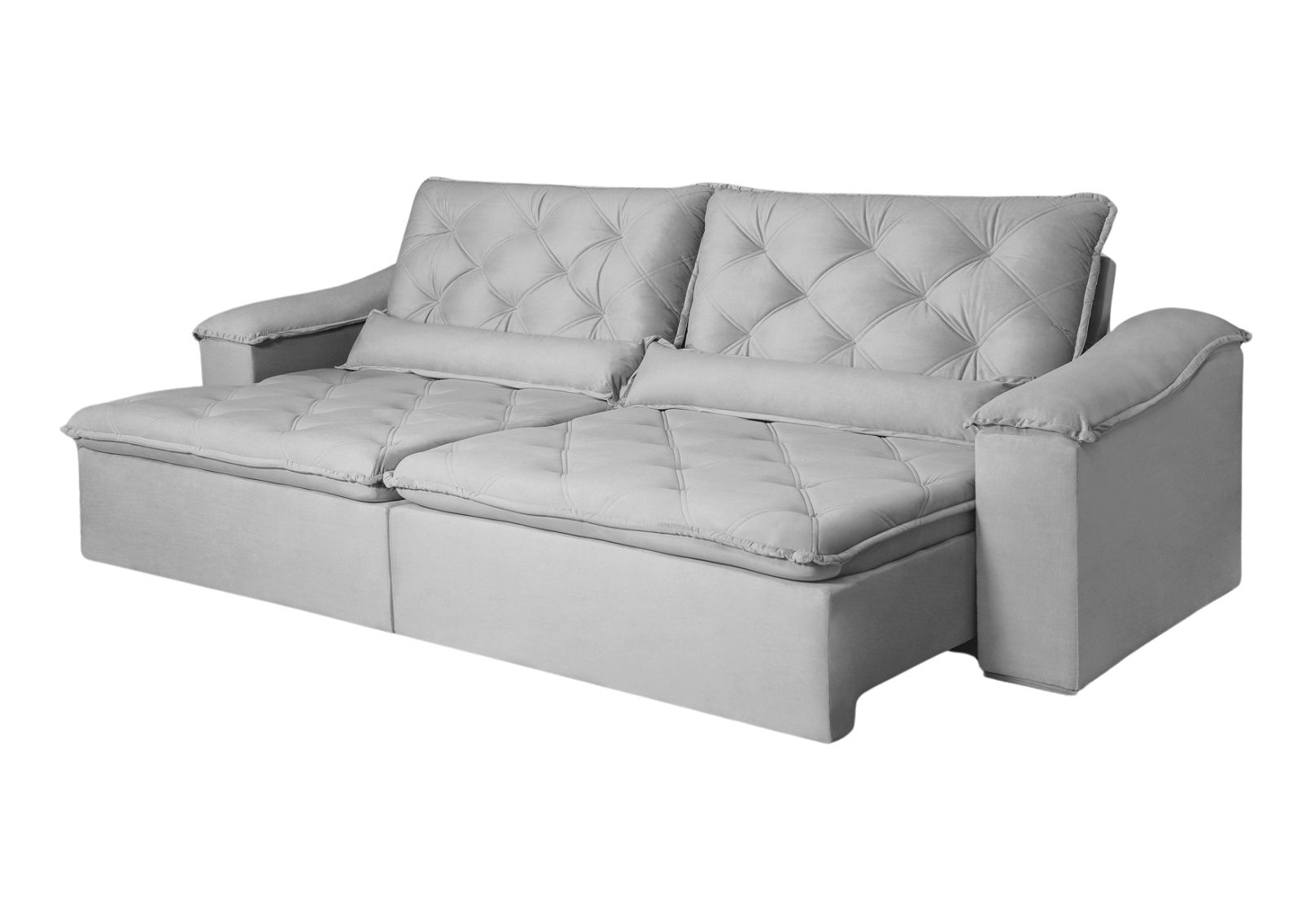 Sofá Retrátil e Reclinável 2.50  Holanda  Tecido Suede prata