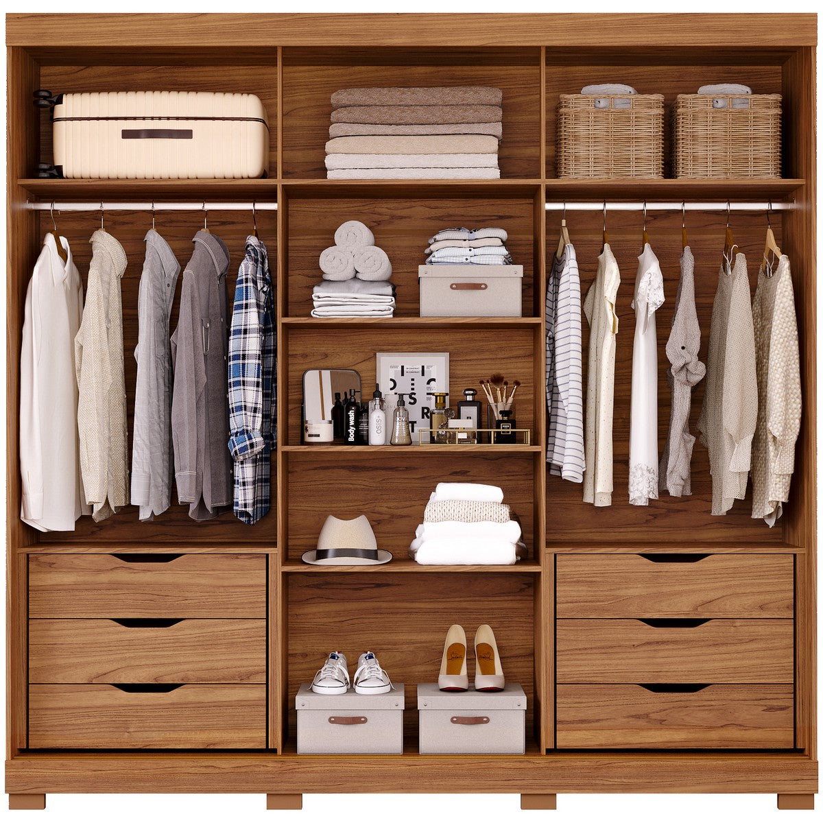 Guarda-Roupa 3 Portas Slide Cecília 2,352 m Cinamono – PANAN MÓVEIS - Móveis furniture