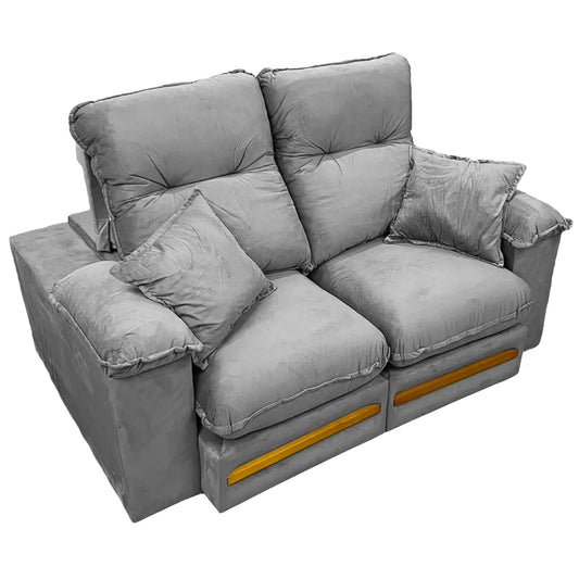 Sofá Libano 2 Lugares Retrátil e Reclinável 180cm Tecido Veludo Aifos Cinza