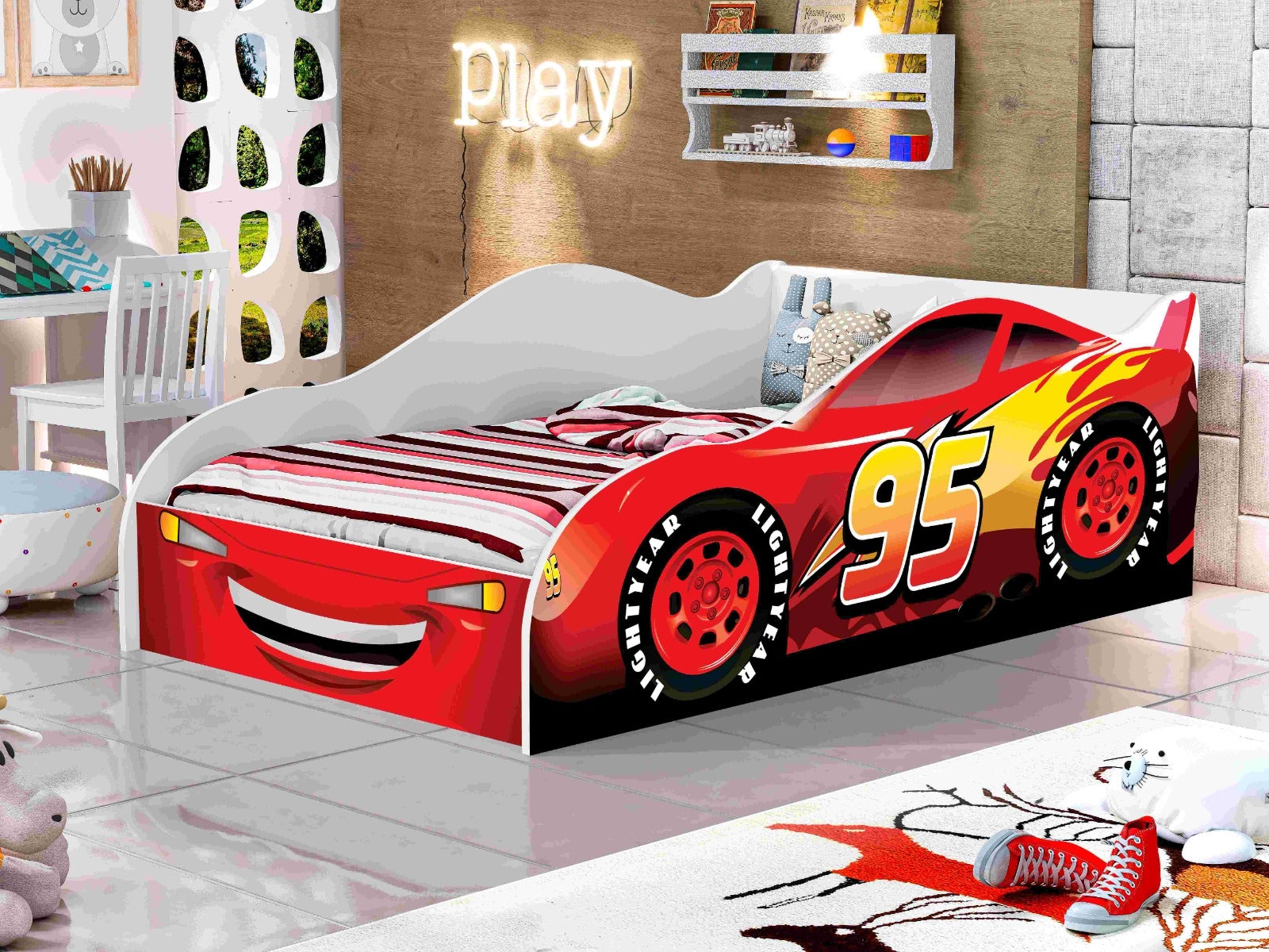 Cama Infantil Carro LV Vermelho 95 J A Moveis - Móveis furniture