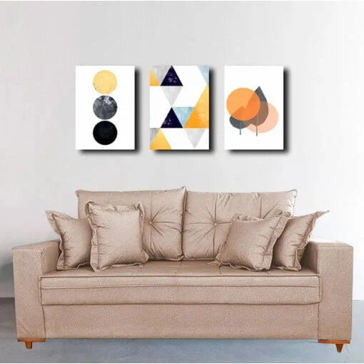 Sofá Vicam 05 com Almofadas Soltas 3 Lugares Tecido Linho 200cm Vicam - Móveis furniture