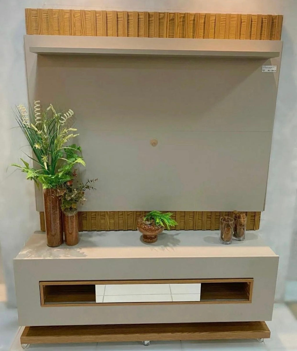 Painel + Bancada até 60″ Vitti Off White/Demolição – DJ MÓVEIS - Móveis furniture