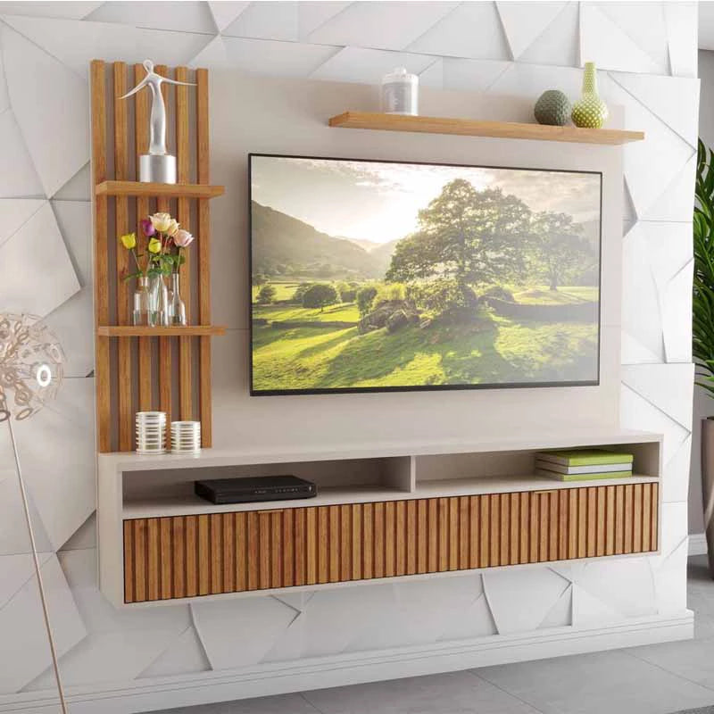 Painel Aurora Ripado Larg. 1.80m Off/Mel Viero - Móveis furniture