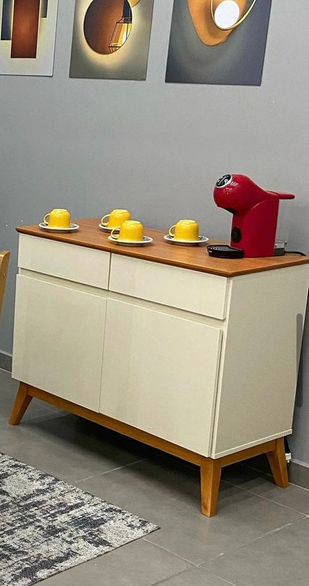 Buffet Magnum 90cm 2 Portas 2 Gavetas EDN Off White Cedro - Móveis furniture