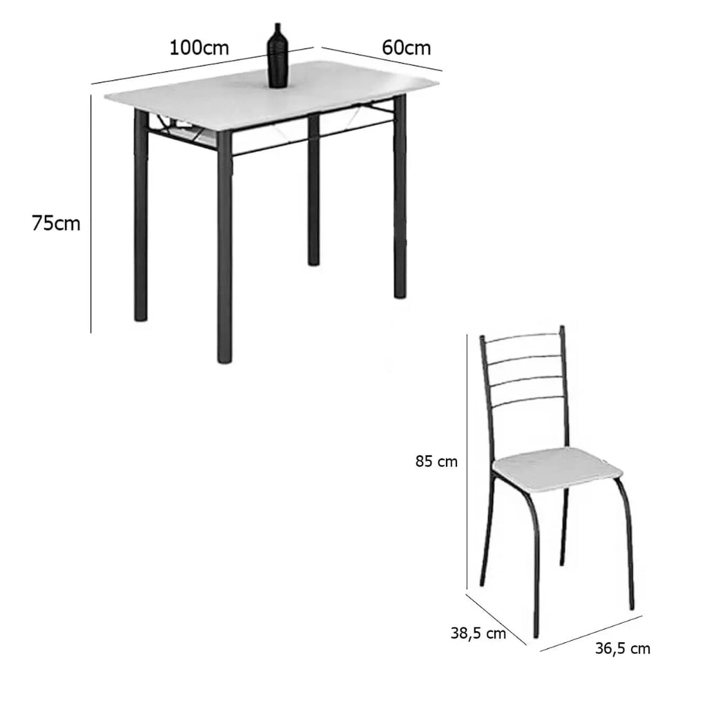 Mesa Rio Tampo Vidro 100x60cm com 4 Cadeiras Tubular Teixeira
