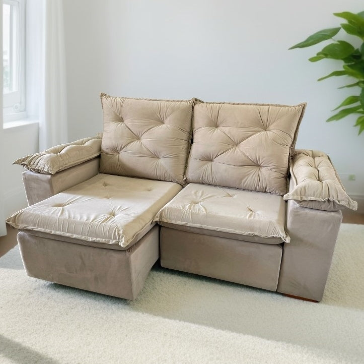 Sofá Retrátil e Reclinável Madri 2,00 m Bege – - Móveis furniture