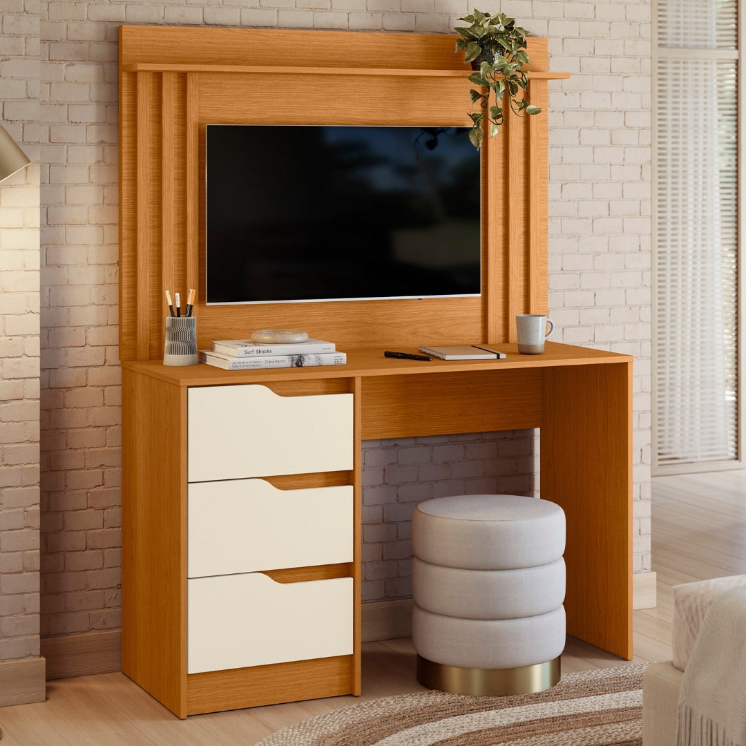 Escrivaninha com Painel Doble Cinamono/Off White – MÓVEIS ALBATROZ